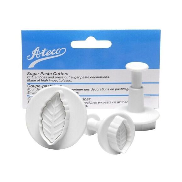 Set Of 3 Sugar Paste Narrow Leaf Cutters White. NIP - Picture 1 of 3
